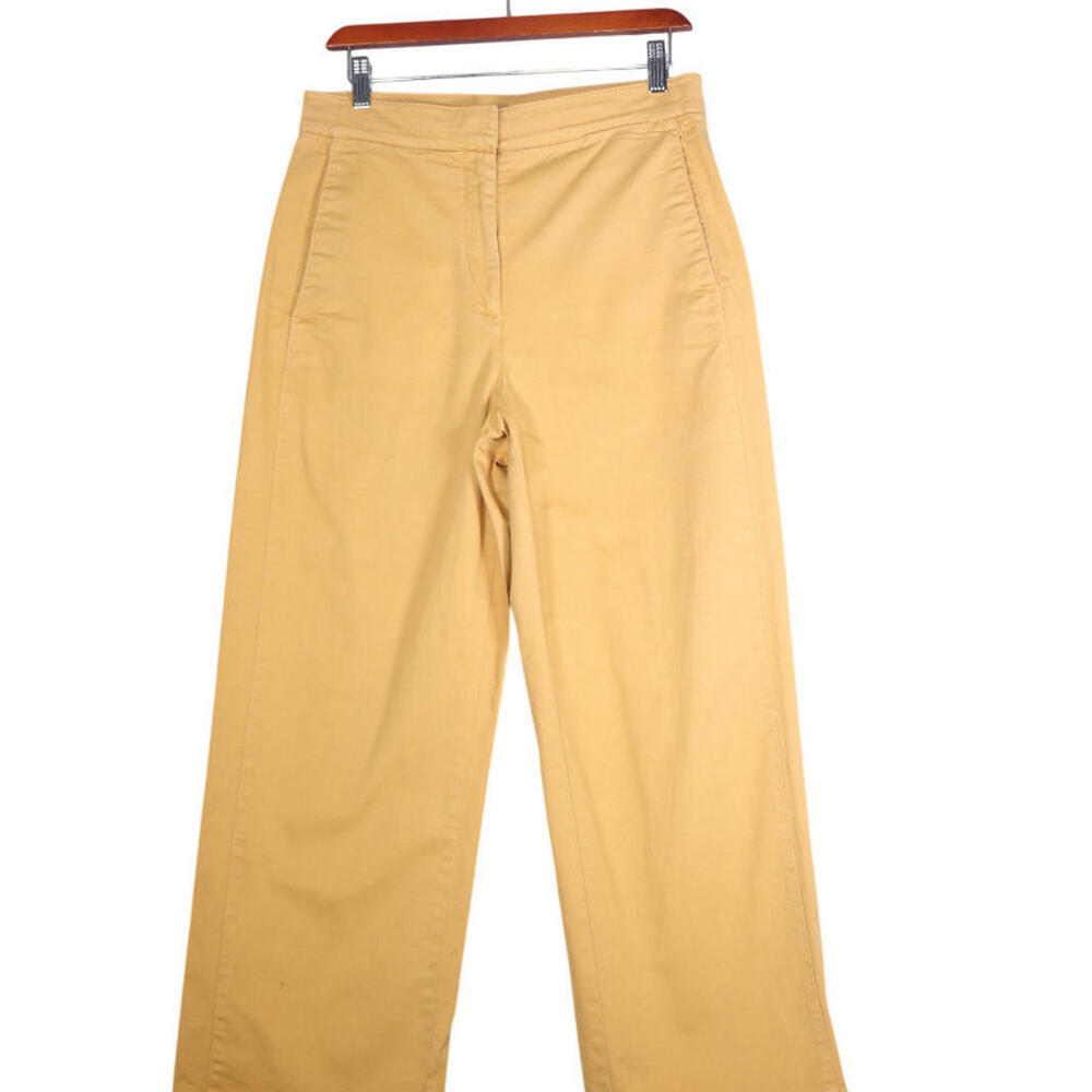 The Group Babaton Womens Size 8 Yellow Wide Leg High Rise Cropped Trouser Pants - Picture 6 of 7